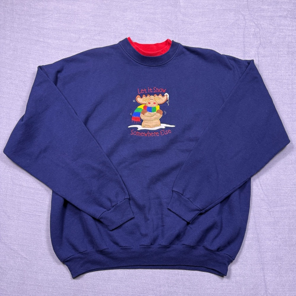 M&C Sportswear Womens Navy Blue Grandma Moose Graphic‎ Sweatshirt Size 1X